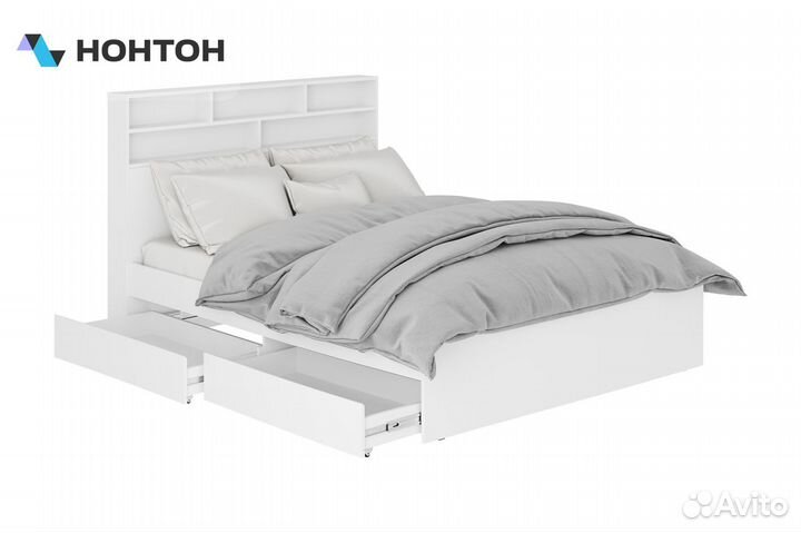 Кровать Симпл 1.2 м с надстройкой белая