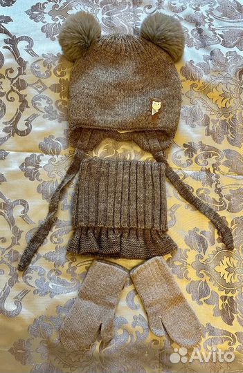 Шапка, снуд и варежки 44-50 размер