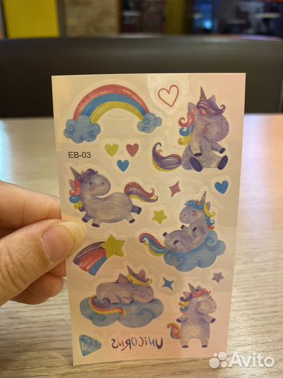 Детские наклейки тату переводки Единорог