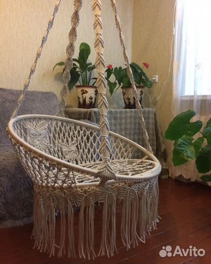 Подвесное кресло качель макраме