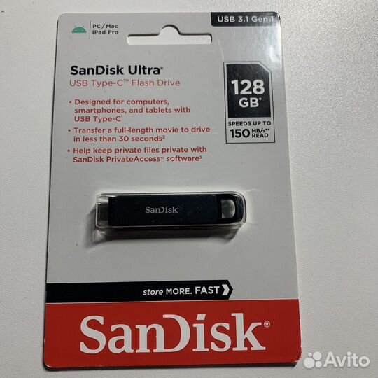 Флешка USB (Type-C) SanDisk Ultra 128гб 3.1
