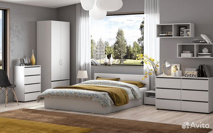 Кровать двуспальная Токио Белая с настилом 160х200