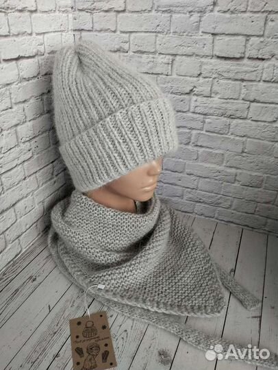 Шапка + косынка пух норки