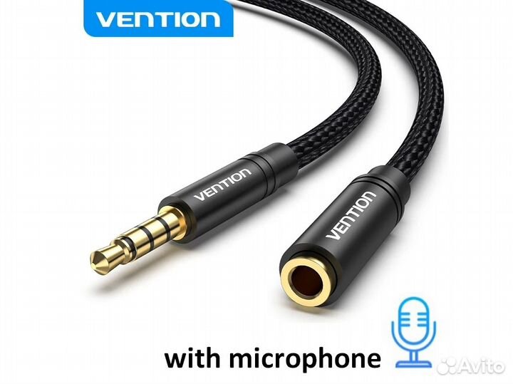 3.5mm Jack AUX удлинитель / 4 pin / + микрофон