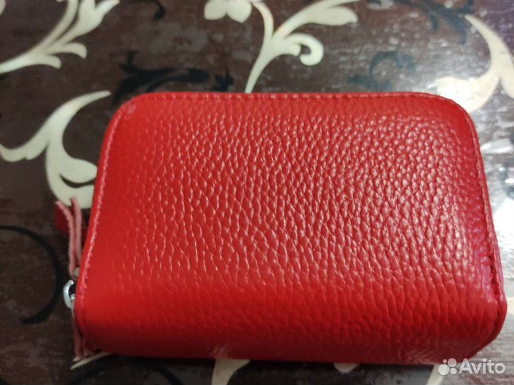 Кошелек женский натуральная кожа красный