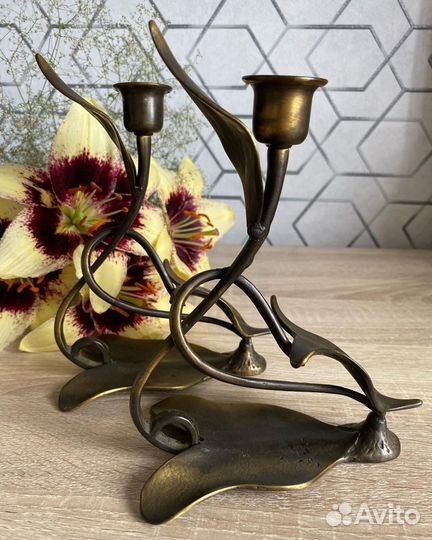Подсвечники антикварные, бронза