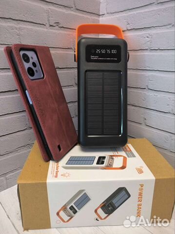 Power bank 50000 mah с солнечной батареей, фонарь