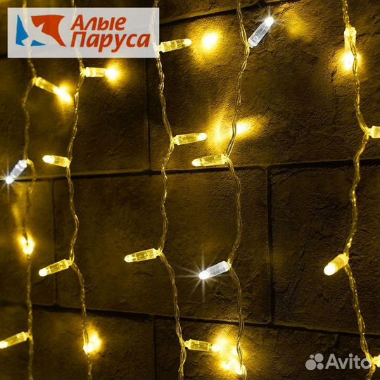 Гирлянда Занавес 2x1м/ теплый белый с мерцанием