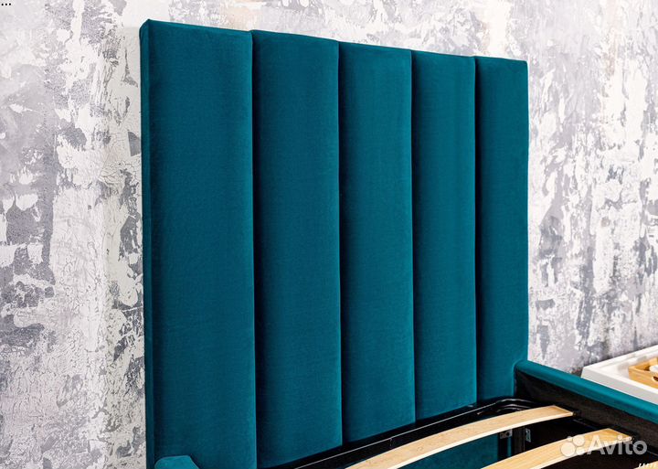 Кровать 80х200 морская волна Богема в велюре