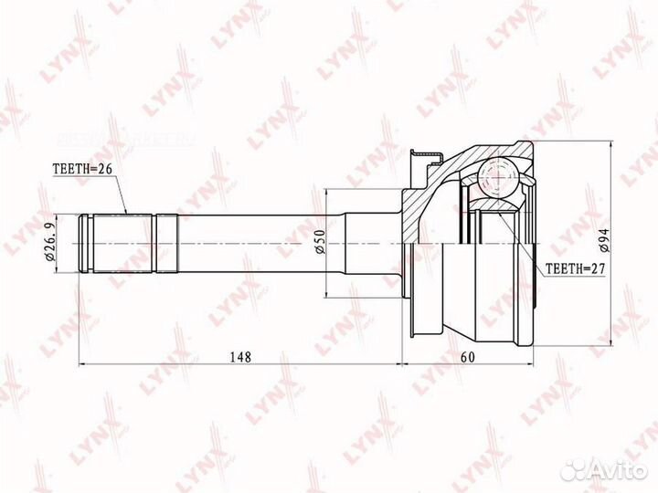 Lynxauto CO-5710 шрус наружный перед прав/лев