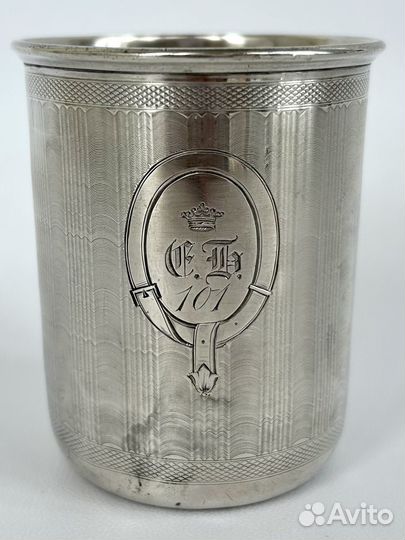 Стакан гильоше Пец серебро 84 проба 71 г. 194 мл