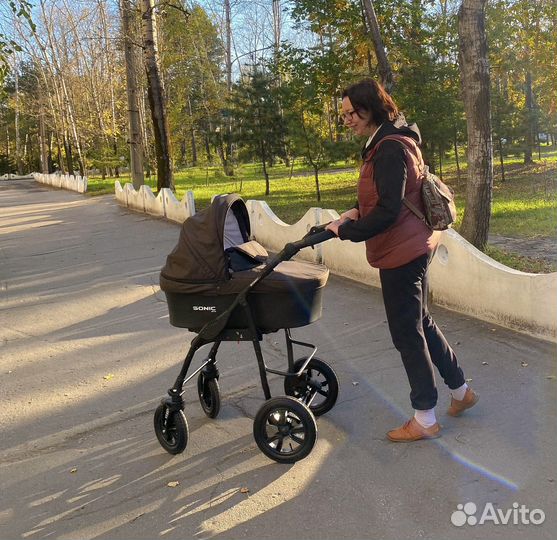 Коляска 3в1 Verdi Sonic Plus шоколад кожа