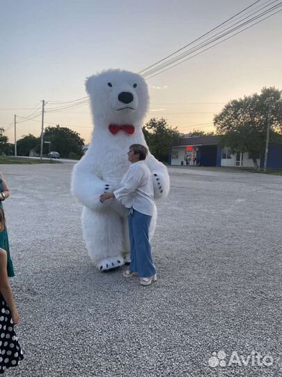 Ростовая кукла надувной белый бурый Медведь