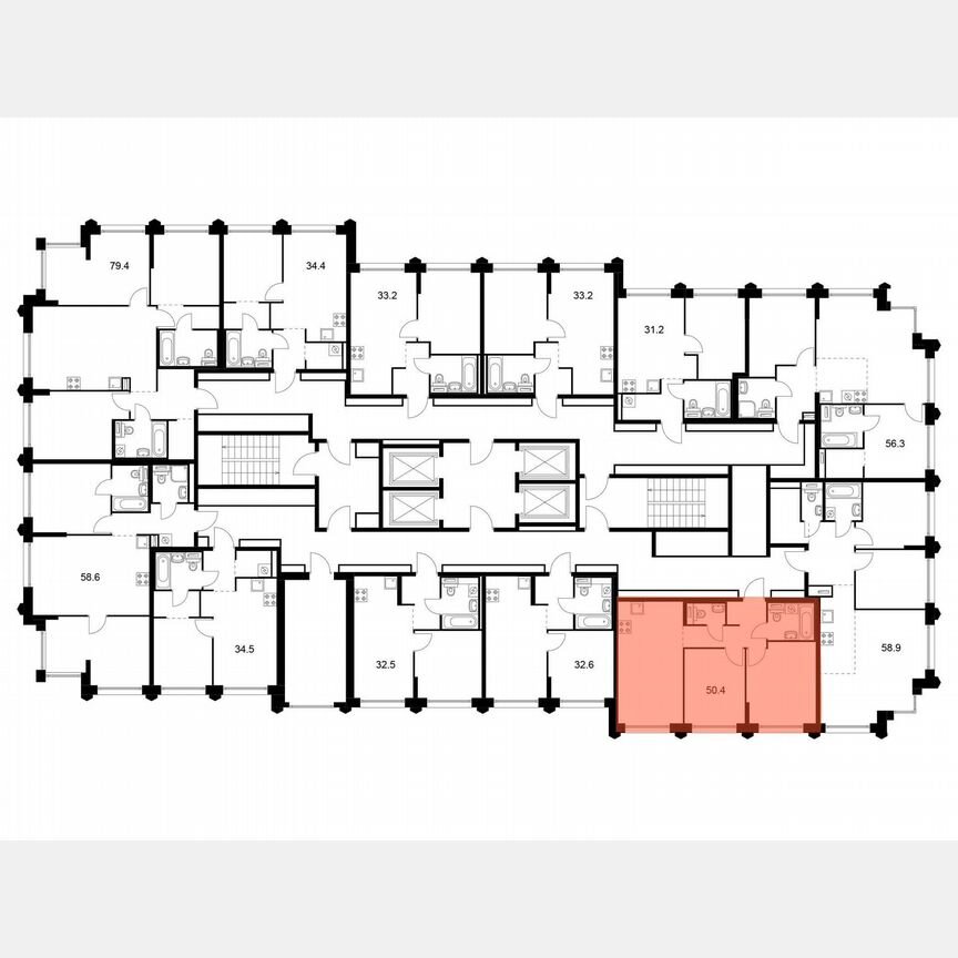 2-к. квартира, 50,4 м², 28/32 эт.