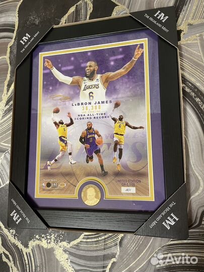 Картина Леброн Джеймс с монетой Лейкерс