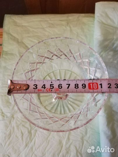 Ваза конфетница на ножке СССР, хрустальная