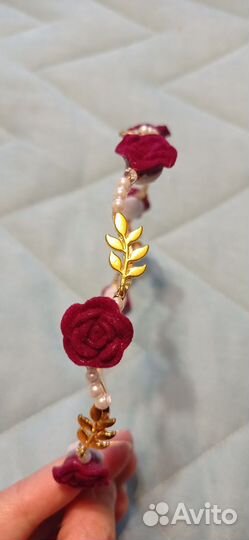 Ободок золотой с розами