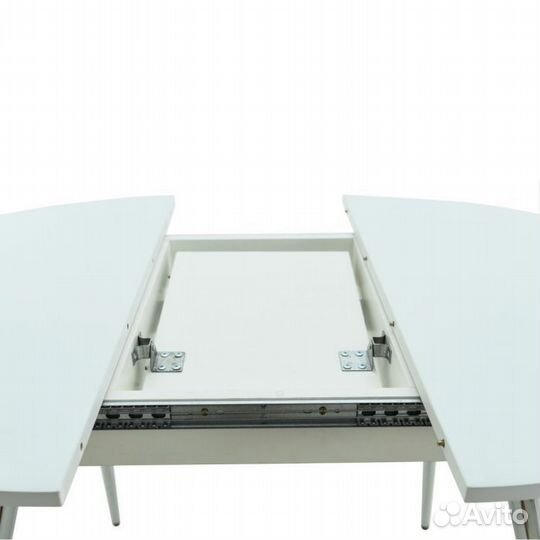 Стол «Ривьера» круг стекло белый, хром