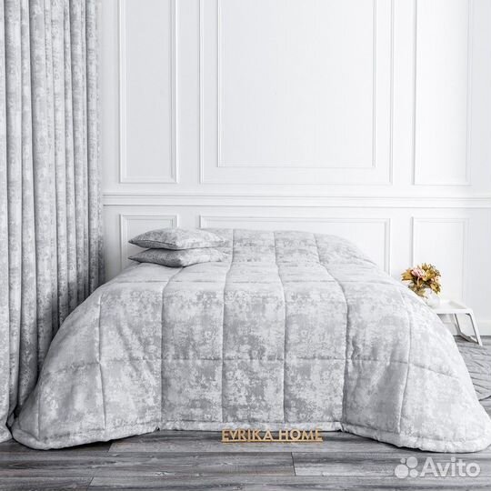 Покрывало мрамор софт Зарина стальной новое