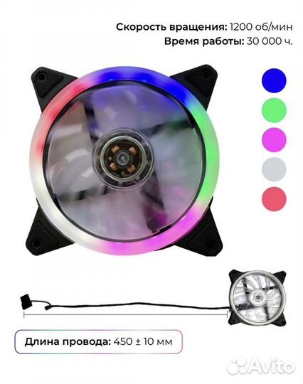 Новые Корпусный кулер 120мм RGB Led