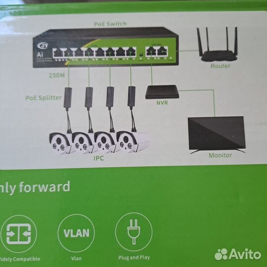 Комплект видеонаблюдения 4 камеры 4мр ip poe