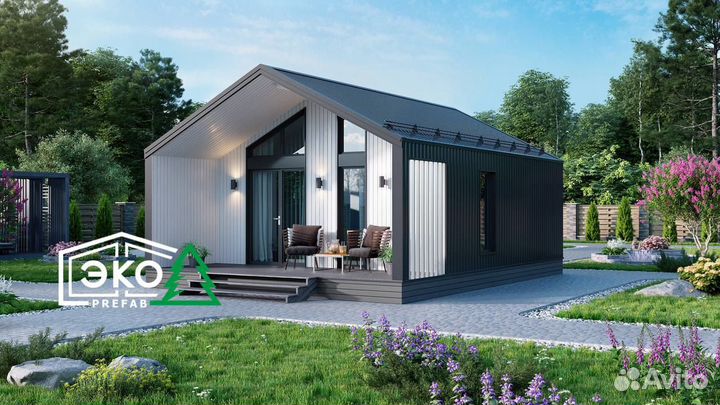 Каркасный дом барнхаус 6х8 по prefab технологии