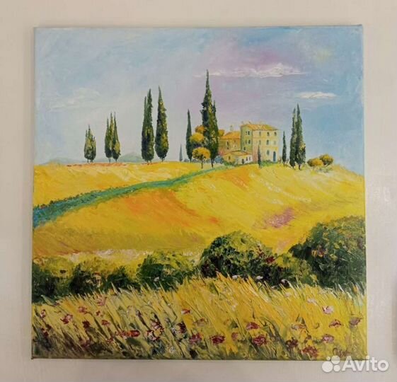 Картина маслом. Пейзаж. Тоскана. Италия