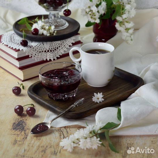 Деревянный сервировочный поднос прямоугольный