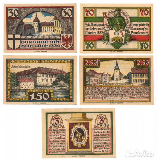 В. Пруссия, нотгельды Инстербург, 5 шт, 1922г