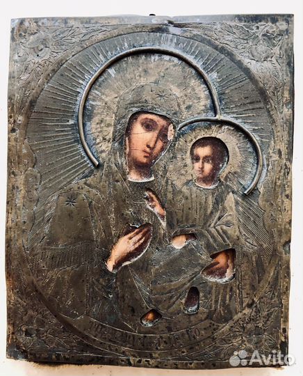 Старинная икона Тихвинская, XIX век