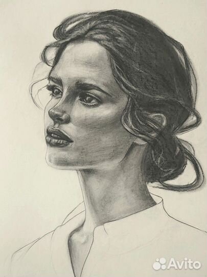 Портрет по фото карандашом, углем