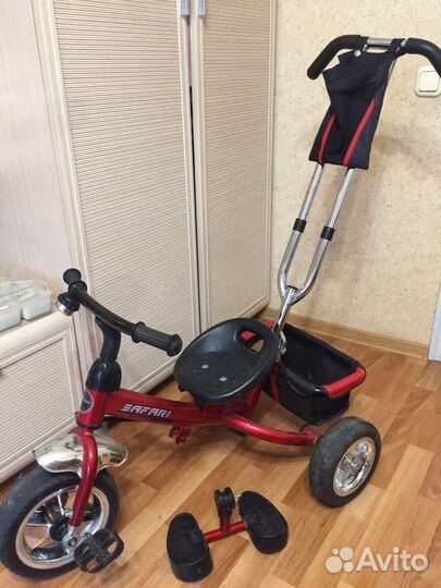 Велосипед трехколесный Safari с ручкой для родит