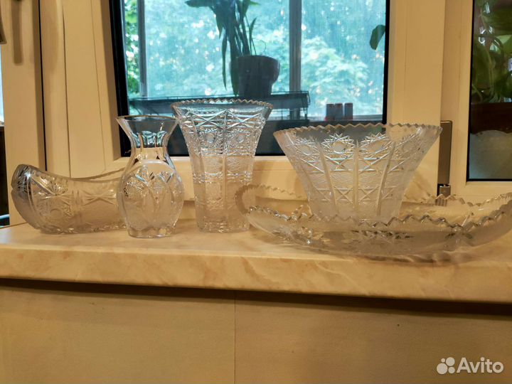 Хрусталь СССР, вазы, конфетница, блюдо