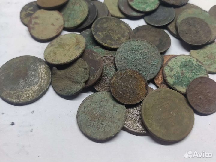 Медные монеты на чистку 40шт