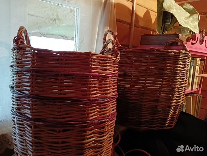 Корзины ручной работы из ивовой лозы с ручками