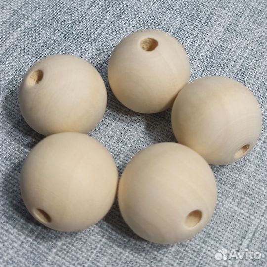 Деревянные бусины круглые неокрашенные