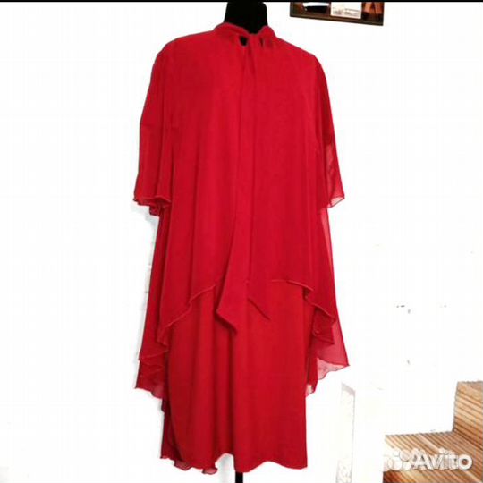 Эффектное красное платье большой размер 54-56