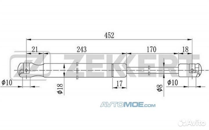 Пружина газовая багажника Hyundai Santa Fe II 06