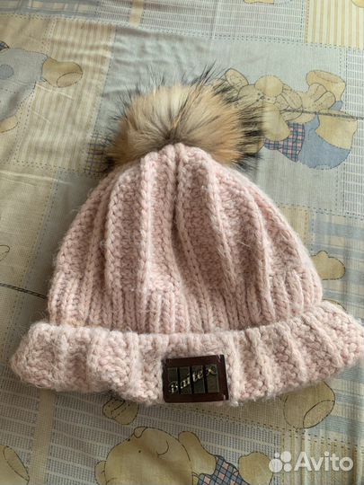Шапка женская вязанная с мехом