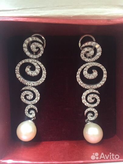 Серьги с бриллиантами и жемчугом