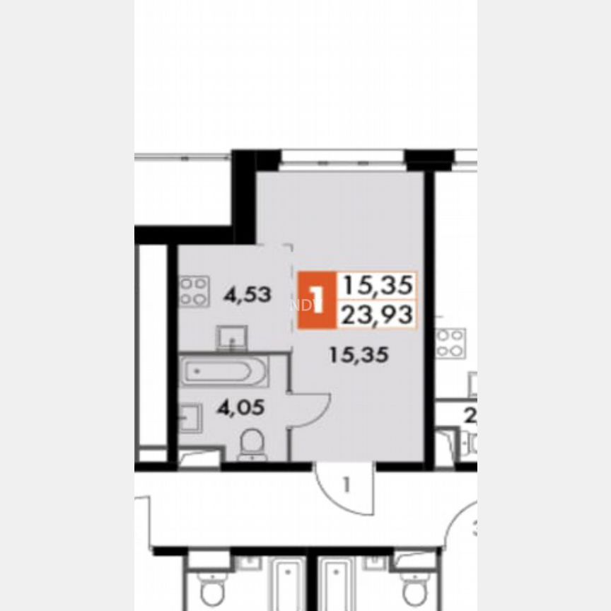 Апартаменты-студия, 23,9 м², 3/15 эт.