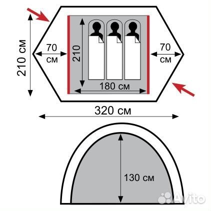 Палатка 3-х местная Tramp Rock 3 V2 зеленая