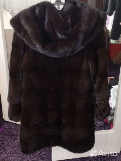 Шуба норковая с капюшоном 48 50