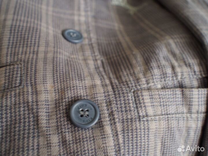 Пиджак серый в клетку на мальчика рост 138-140