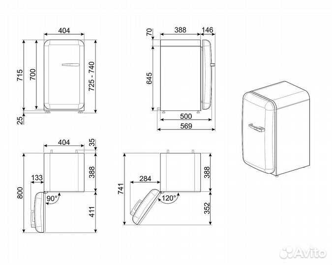 Оригинальный холодильник ретро Smeg