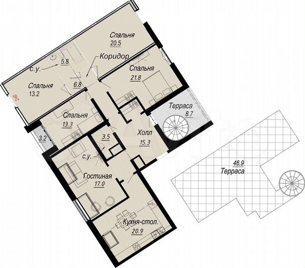 5-к. квартира, 161 м², 8/8 эт.