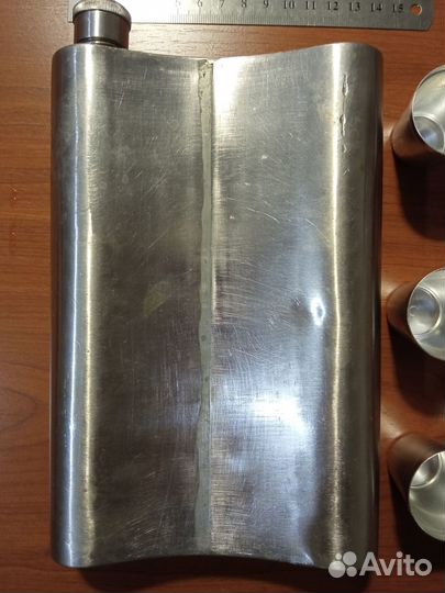 Фляжка из нержавейки и 6 стаканов СССР