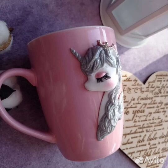 Кружка с декором из полимерной глины