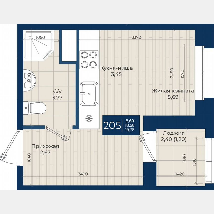 Квартира-студия, 19,8 м², 6/12 эт.