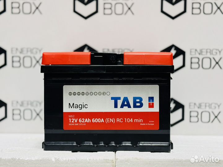 62Ah Аккумулятор 12V 6CT-62.0 TAB Magic 600A